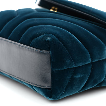 Saint Laurent Velvet Y Quilted Monogram Toy Loulou Chain Satchel Dark Ottanio 9 of 10