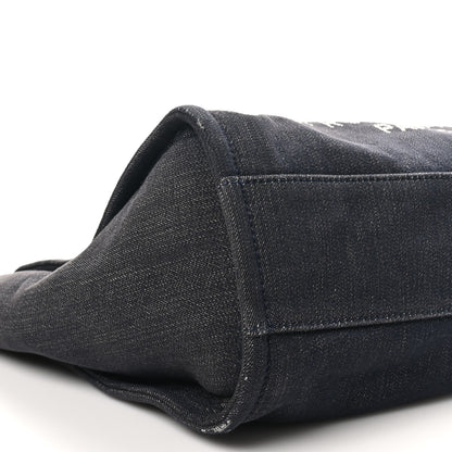 Chanel Lurex Canvas Small Deauville Tote Navy Blue Gold 9 of 11