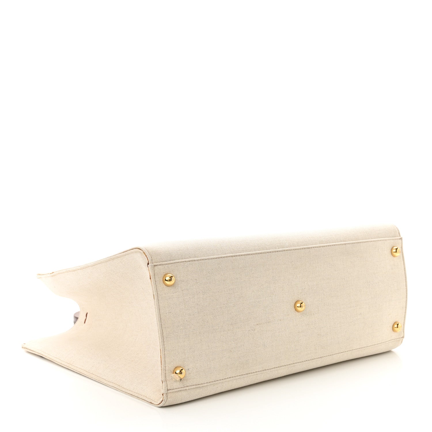 Fendi Canvas Vitello King Logo Embroidered Medium Fendi Sunshine Shopper Tote Grezzo Ghianda 4 of 18