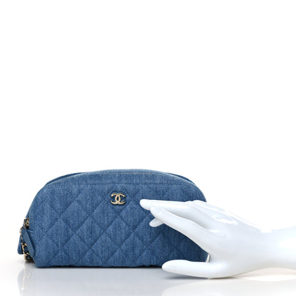 Chanel Denim Quilted Toiletry Case Blue 2 of 9