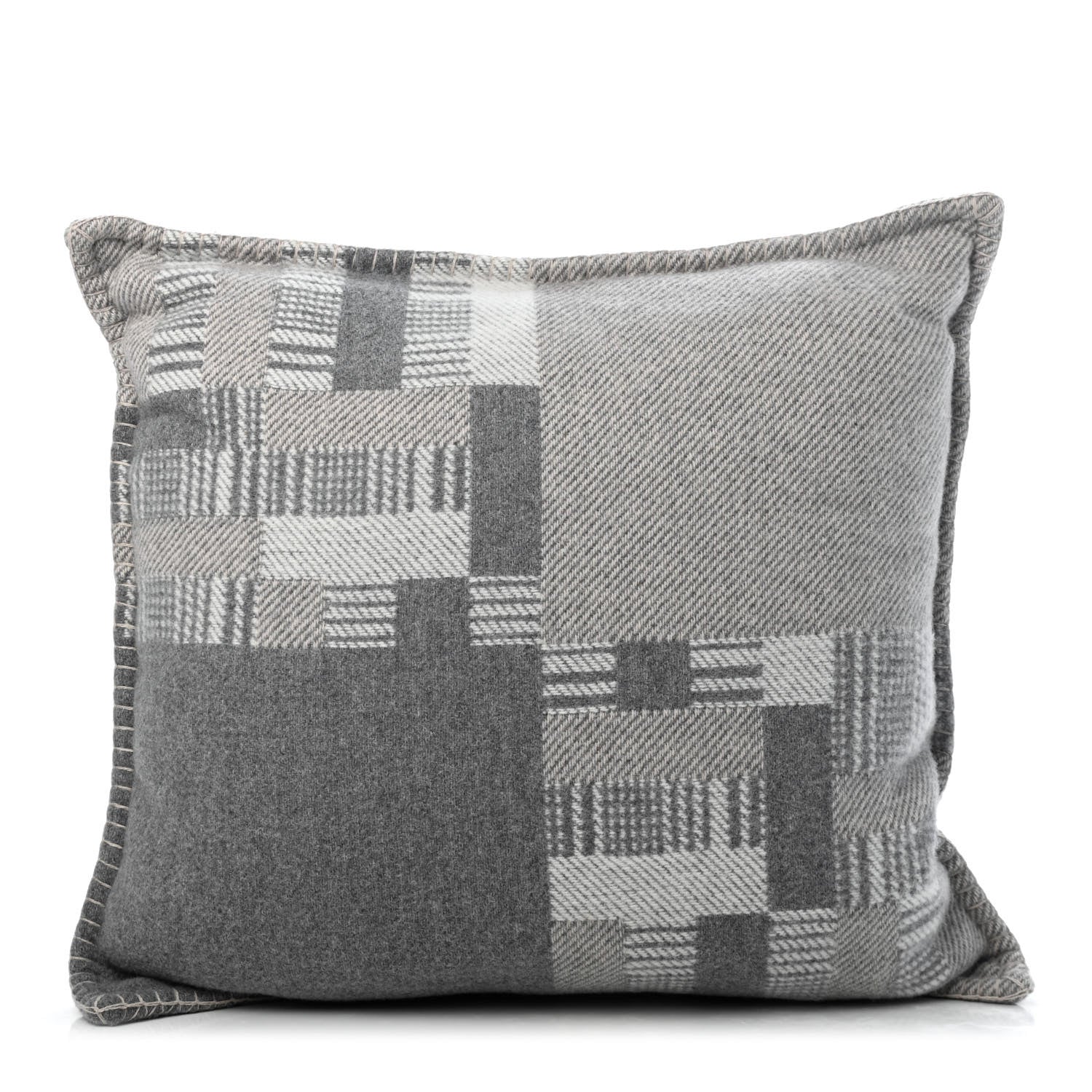 Hermes Wool Cashmere Avalon Paper Block Pillow Gris Acier 1 of 3