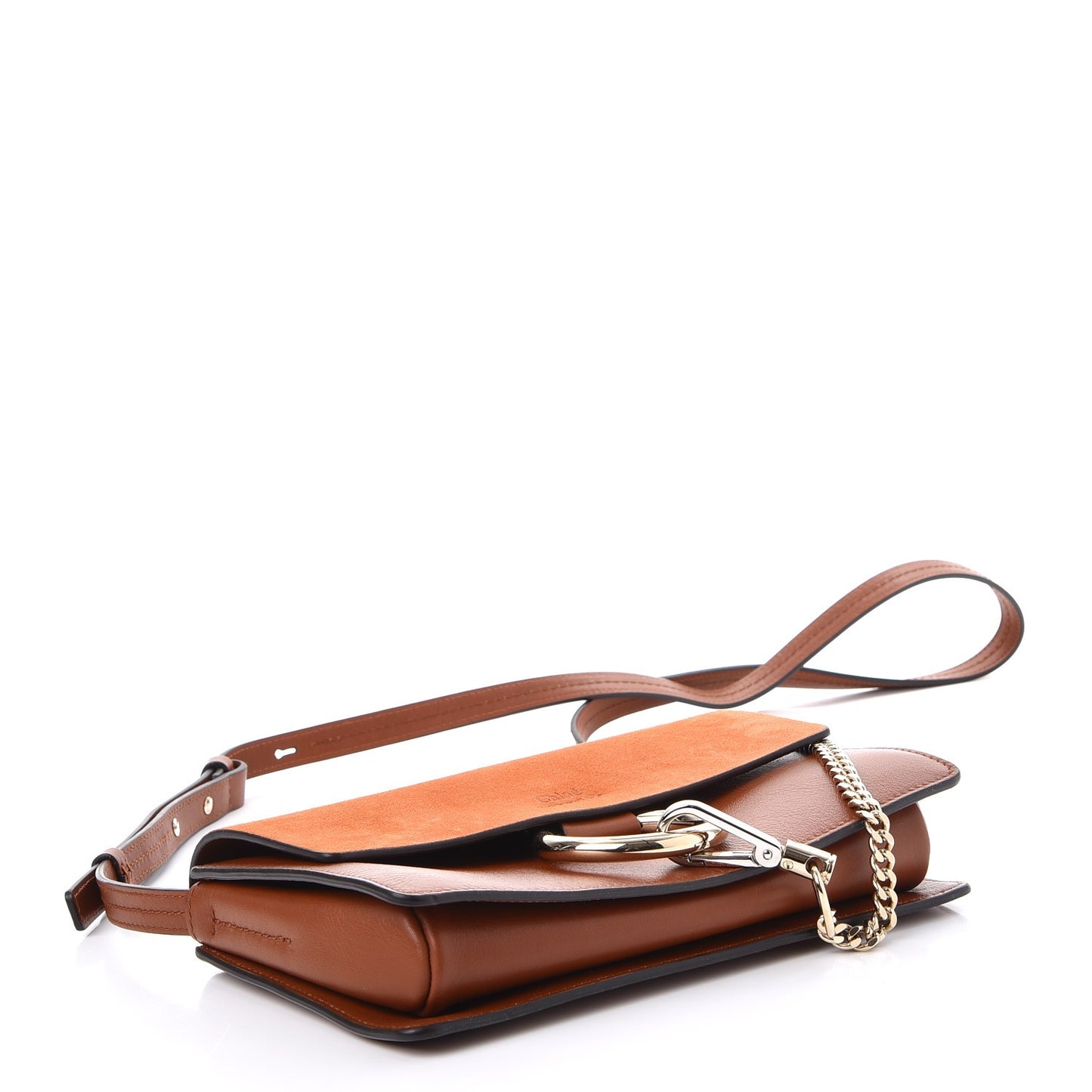Suede Calfskin Small Faye Shoulder Bag Tobacco