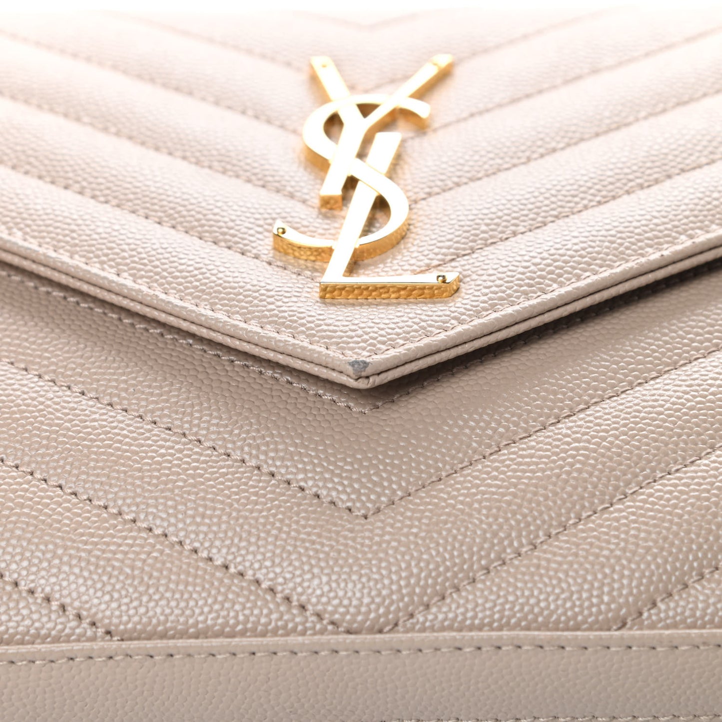 Grain De Poudre Matelasse Chevron Monogram Chain Wallet Nude Powder