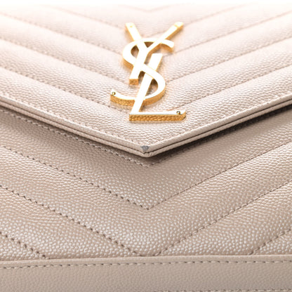 Saint Laurent Grain De Poudre Matelasse Chevron Monogram Chain Wallet Nude Powder 11 of 14