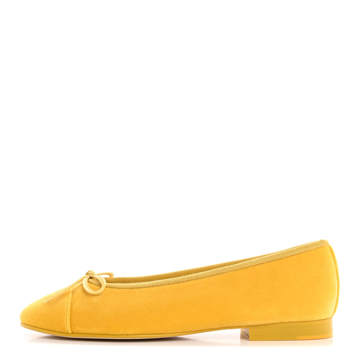 Velvet Cap Toe Ballerina Flats 37 Yellow