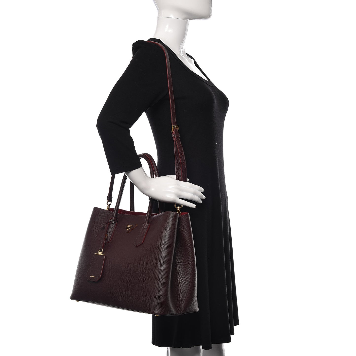 Saffiano Cuir Large Double Bag Granato Scarlatto