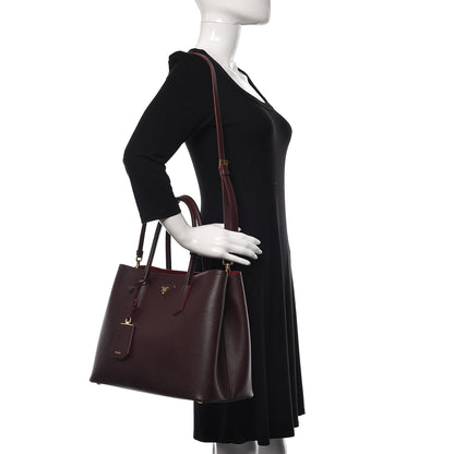 Prada Saffiano Cuir Large Double Bag Granato Scarlatto 2 of 9