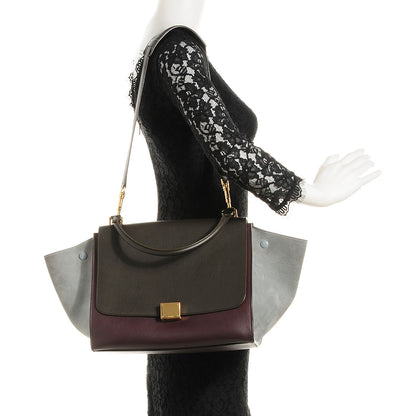 Celine Smooth Calfskin Suede Medium Tri-Color Trapeze Dark Grey 2 of 8
