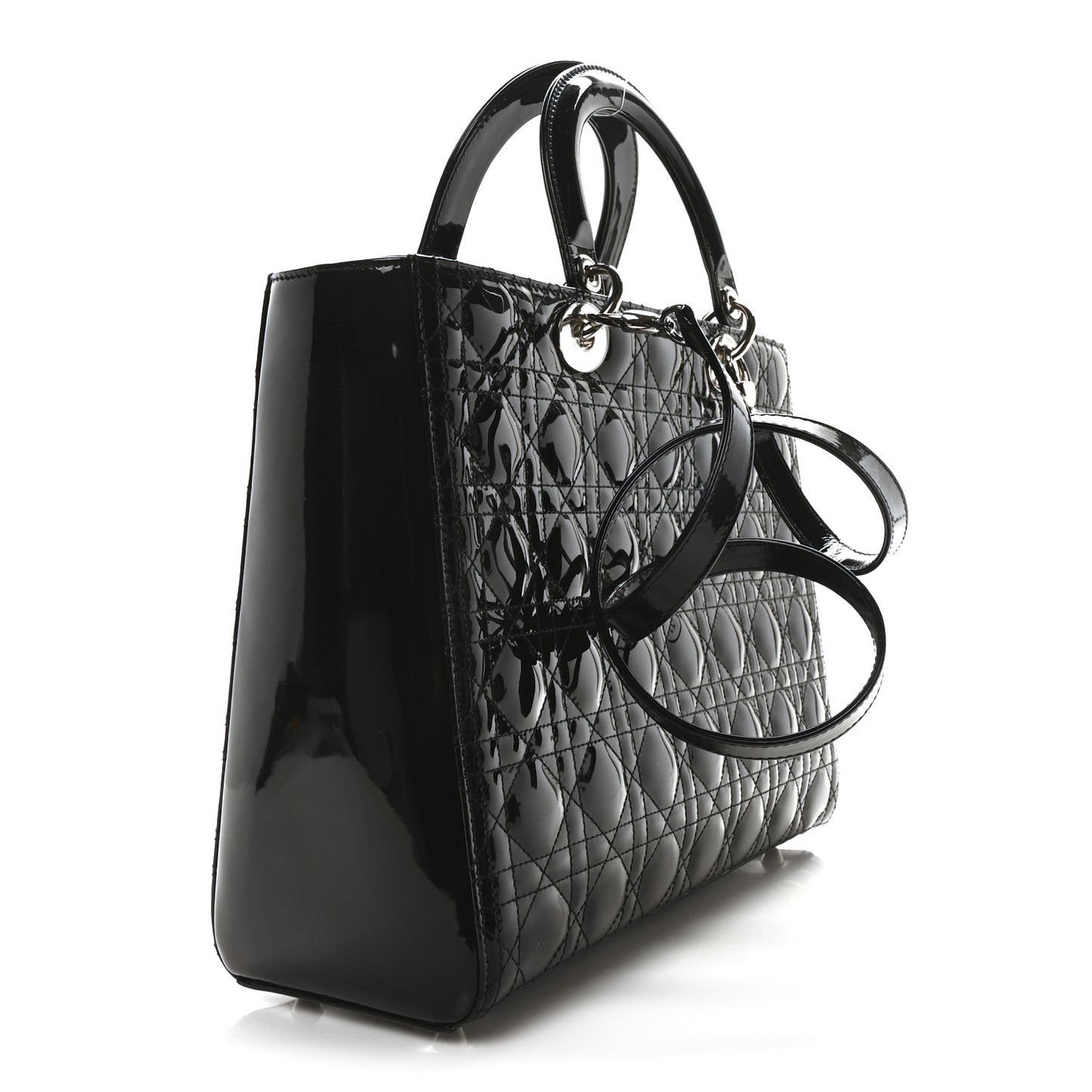 Patent Cannage Large Lady Dior Black