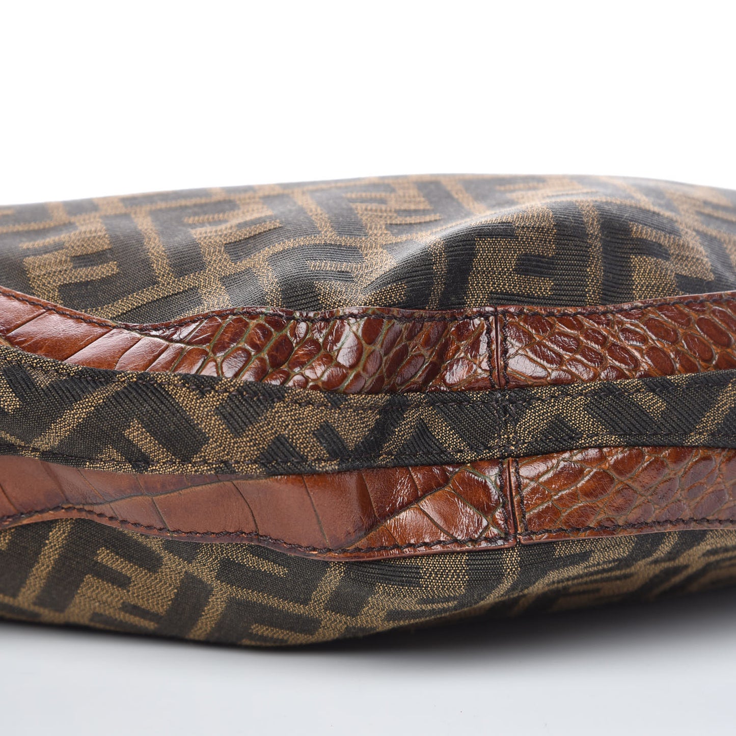 Zucca Calfskin Crocodile Embossed Chef Hobo Tobacco