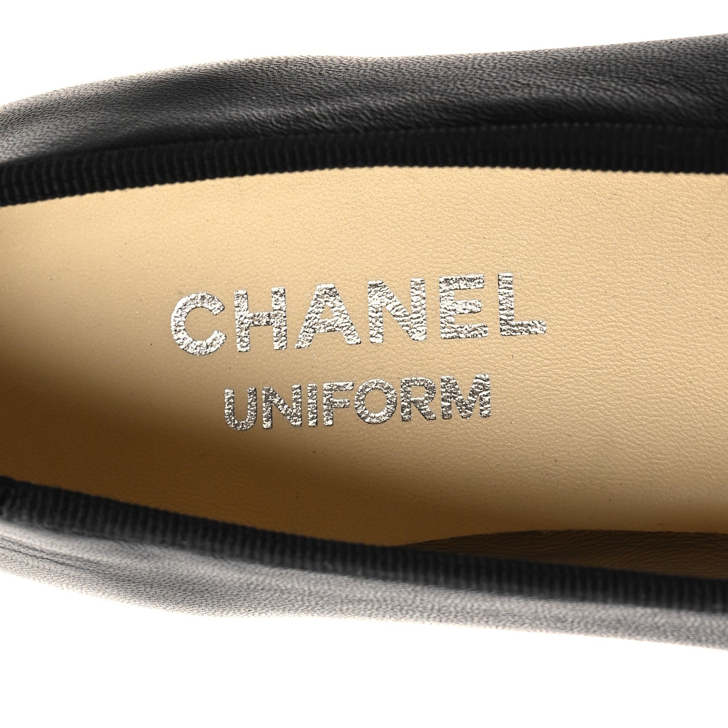 Lambskin Cap Toe CC Uniform Ballerina Flats 38 Black