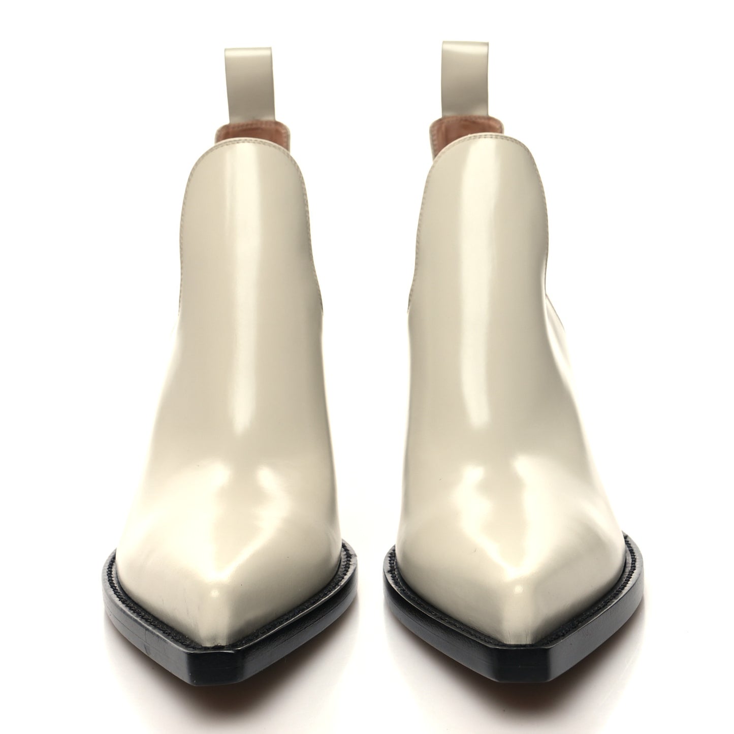 Calfskin Lean Ankle Boots 40.5 Ivory