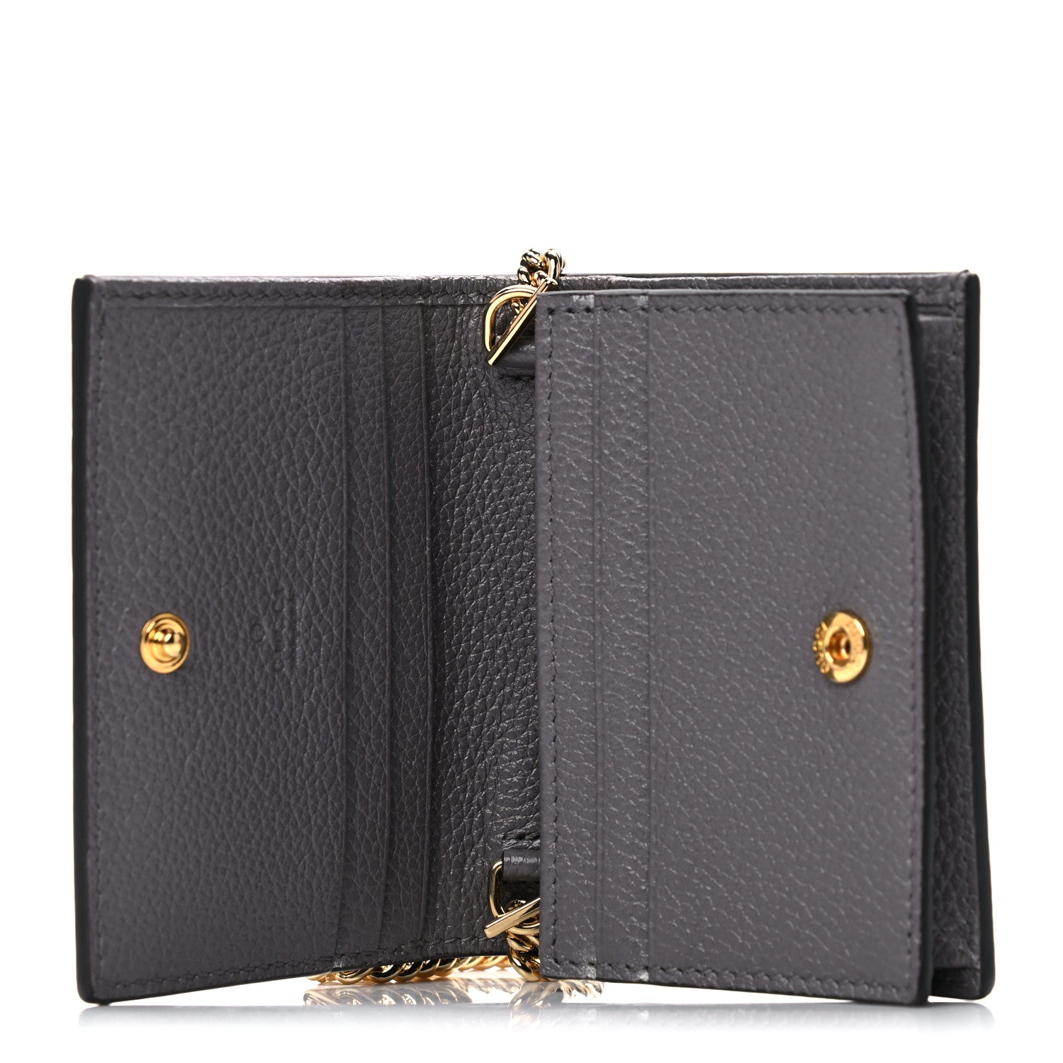 Gucci Grainy Calfskin Zumi Chain Card Case Wallet Dusty Grey 5 of 10