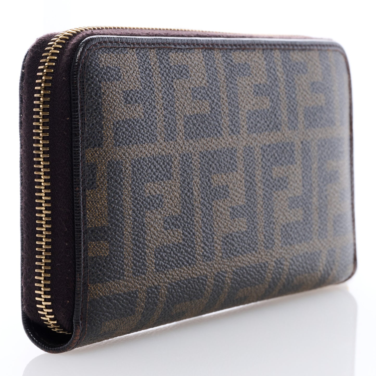 Zucca Spalmati Vitello Elite Zip Around Wallet Tobacco Ebano