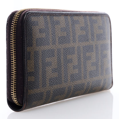 Fendi Zucca Spalmati Vitello Elite Zip Around Wallet Tobacco Ebano 3 of 6
