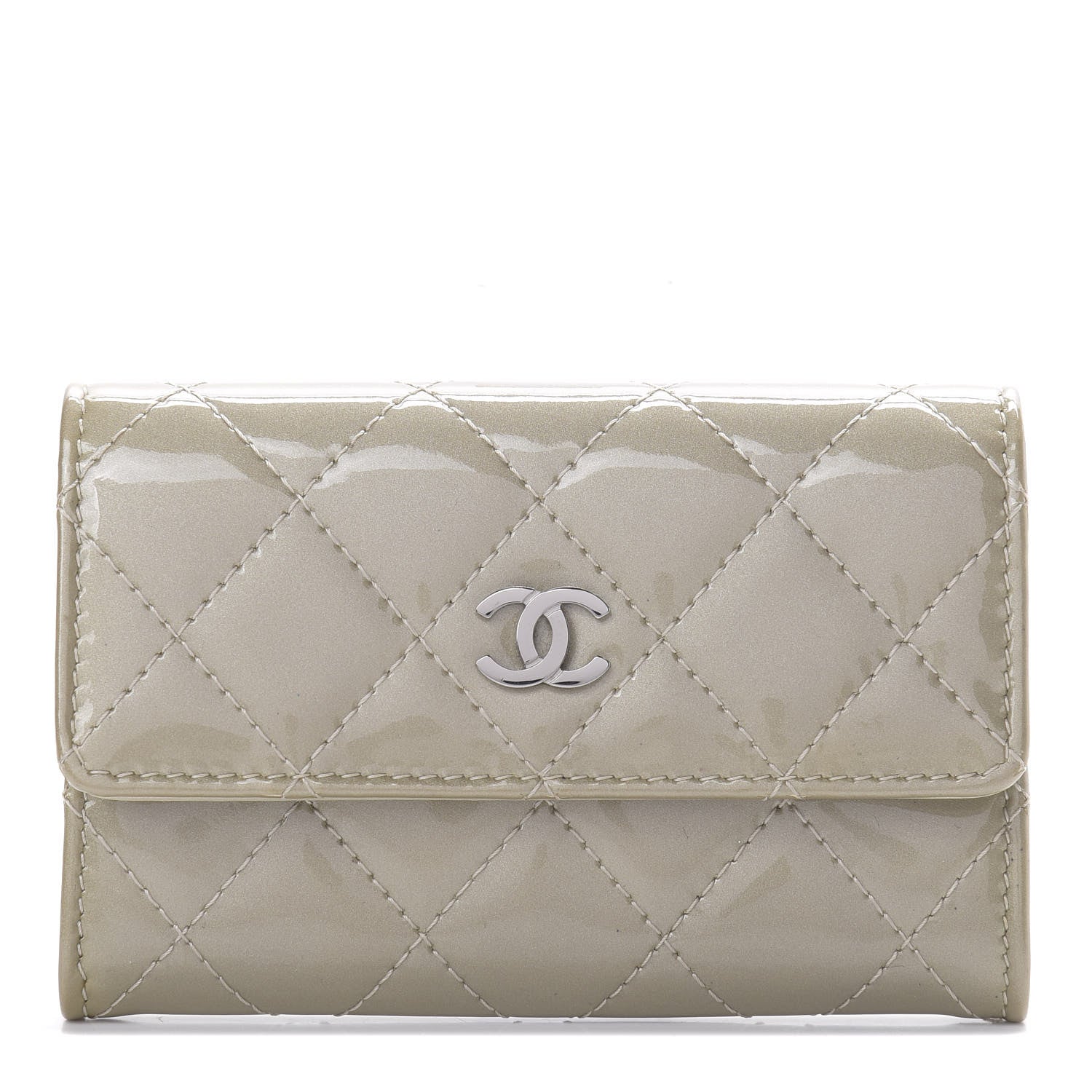 Chanel Patent Quilted Card Holder Light Gold 1 of 9