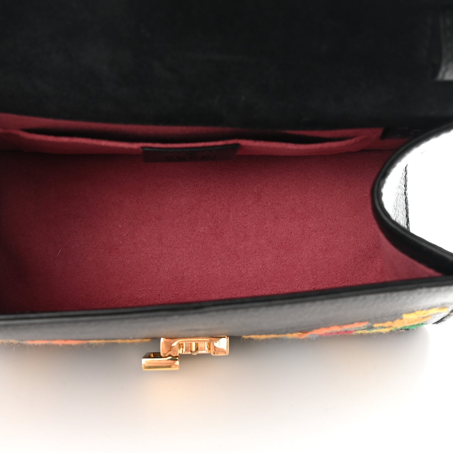 Patent Embroidered Mini Sylvie Top Handle Bag Black