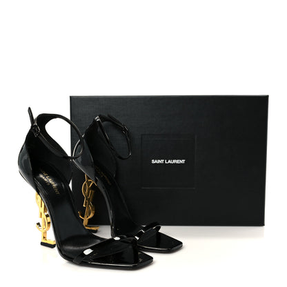 Saint Laurent Patent Calfskin Opyum 110 Sandals 39.5 Black Gold 10 of 10