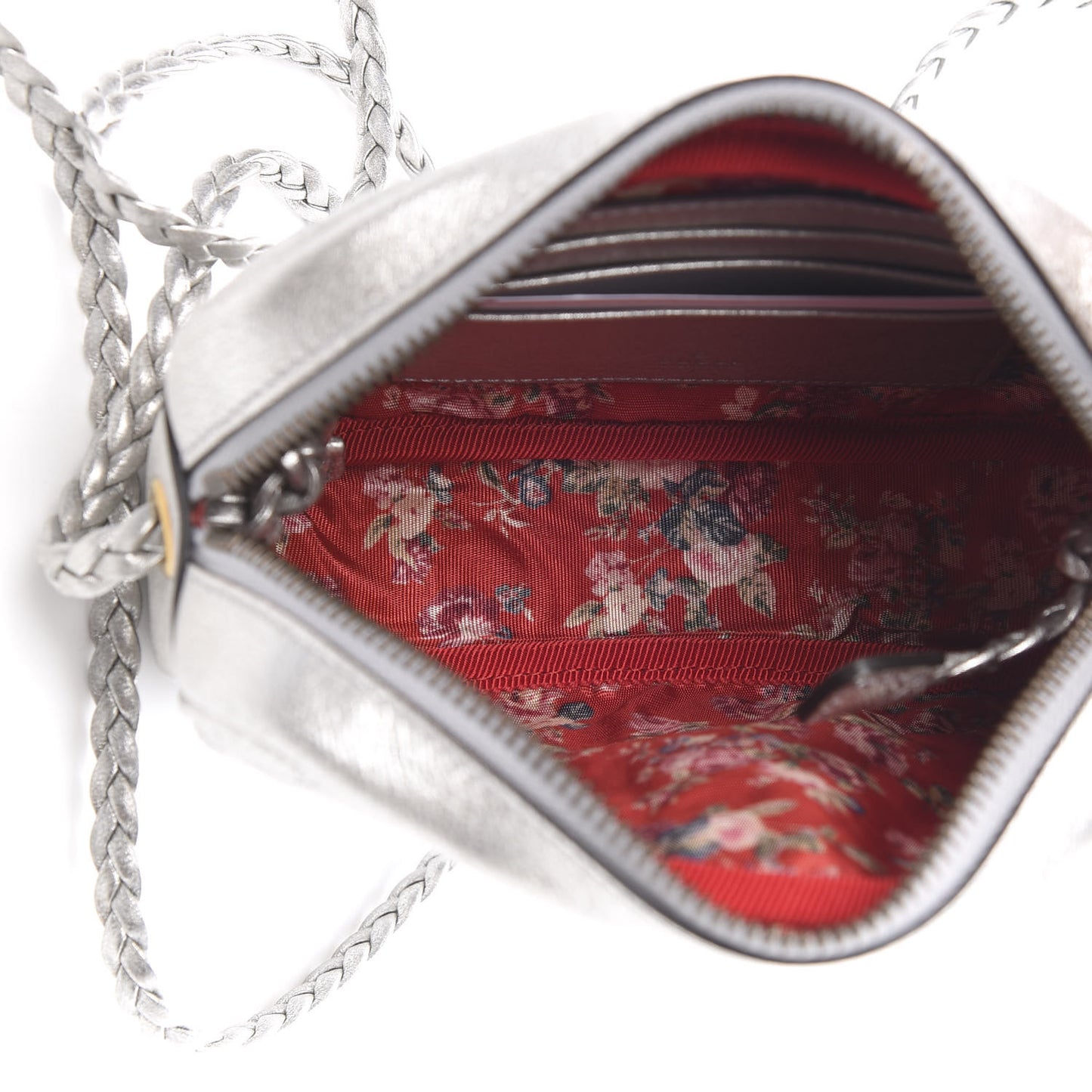 Laminated Nappa Web Trapuntata Mini GG Shoulder Bag Argento