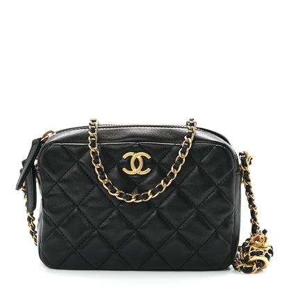 Chanel Lambskin Quilted CC Pearl Crush Camera Case Black 1 of 12
