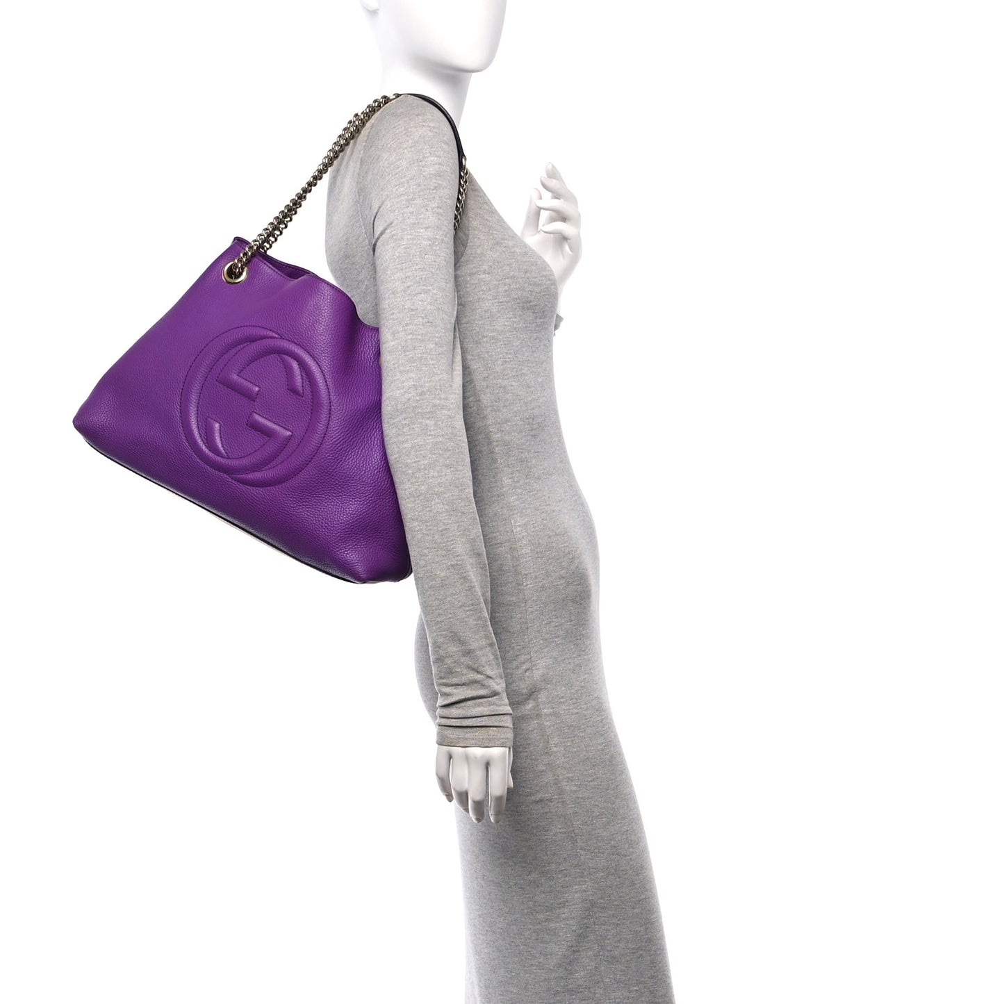 Pebbled Calfskin Medium Soho Chain Shoulder Bag Shine Purple