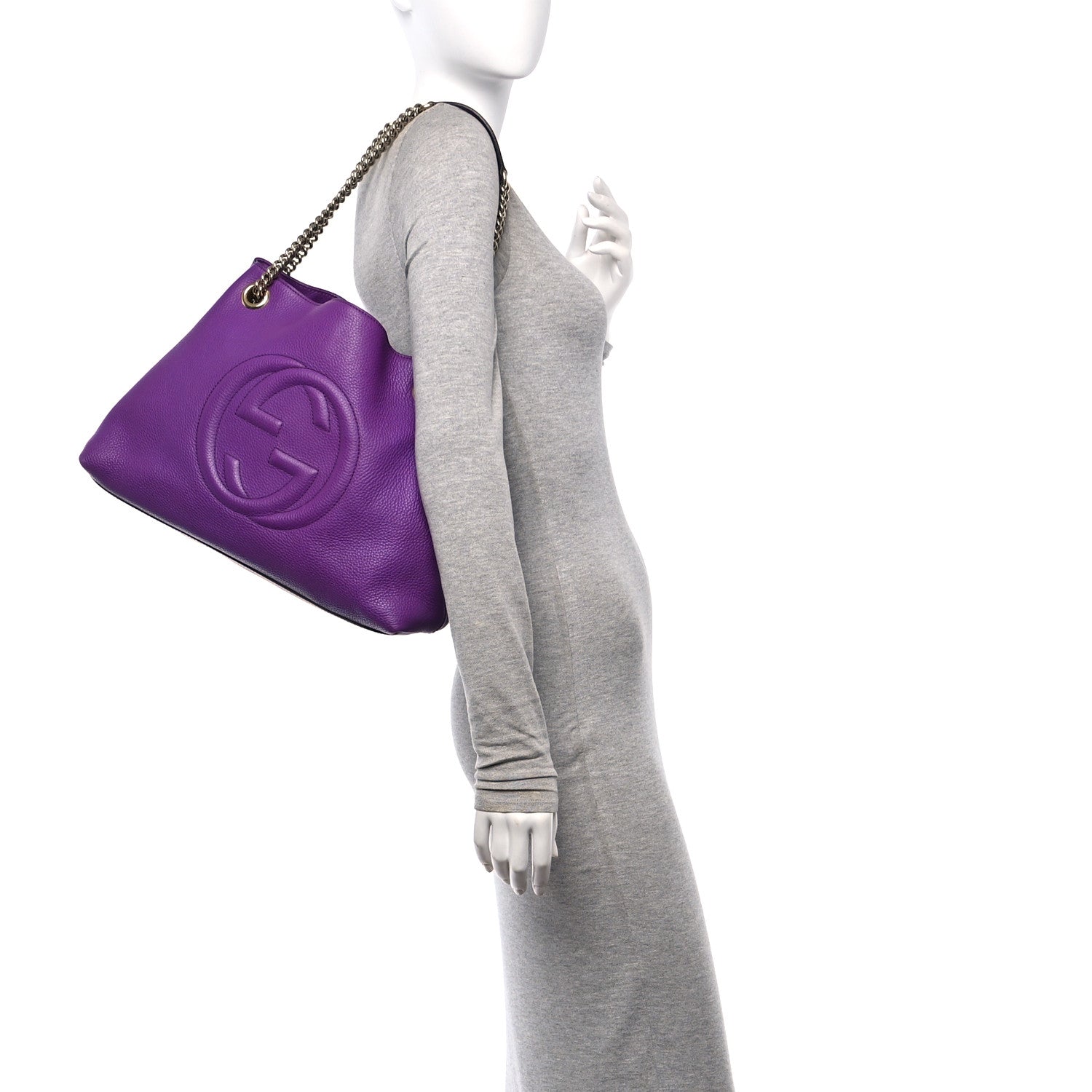 Gucci Pebbled Calfskin Medium Soho Chain Shoulder Bag Shine Purple 2 of 12