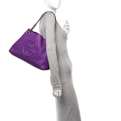 Gucci Pebbled Calfskin Medium Soho Chain Shoulder Bag Shine Purple 2 of 12