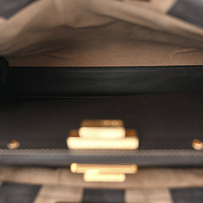 Fendi Vitello Nabuk Seta Pequin Medium Peekaboo Iconic Satchel Tobacco Moro Ebano 4 of 10