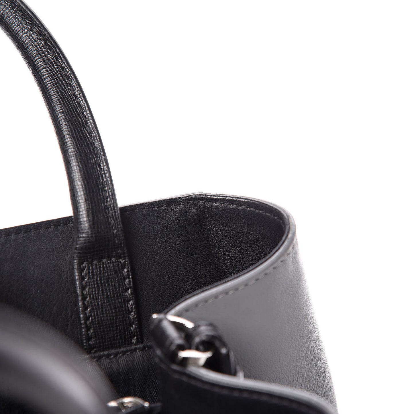 Vitello Elite Calfskin Colorblock Petite 2Jours Tote Black Multicolor White Argento