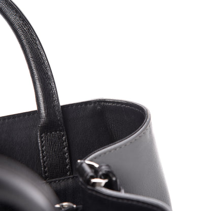 Fendi Vitello Elite Calfskin Colorblock Petite 2Jours Tote Black Multicolor White Argento 10 of 11
