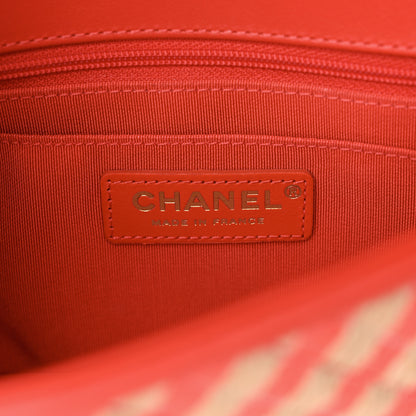 Chanel Raffia Jute Striped Medium Urban Jungle Single Flap Red 6 of 14