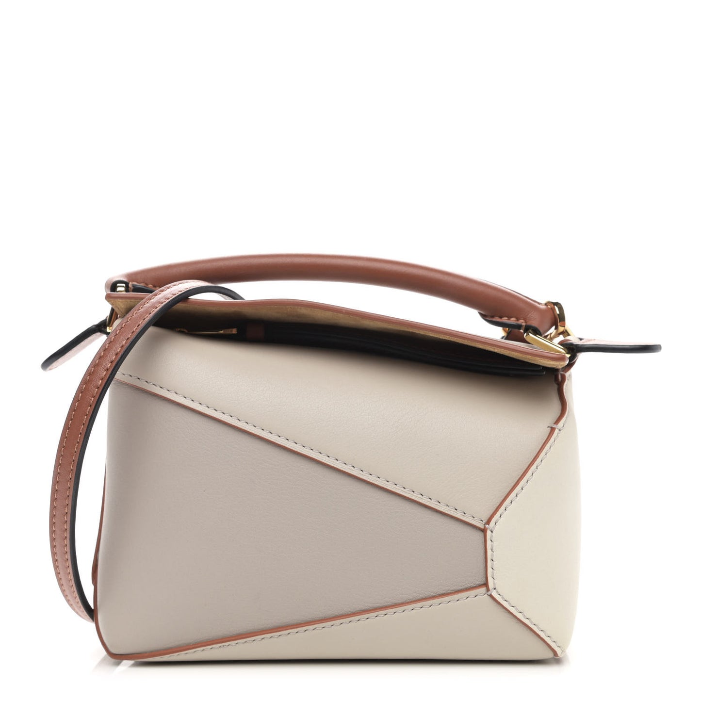 Calfskin Mini Puzzle Edge Bag Ghost Soft White