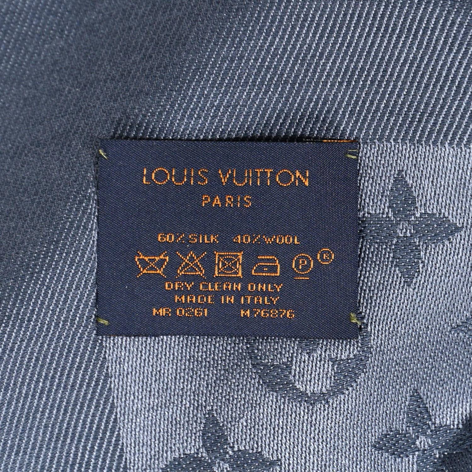 Louis Vuitton Silk Wool Monogram Denim Shawl Blue 2 of 6