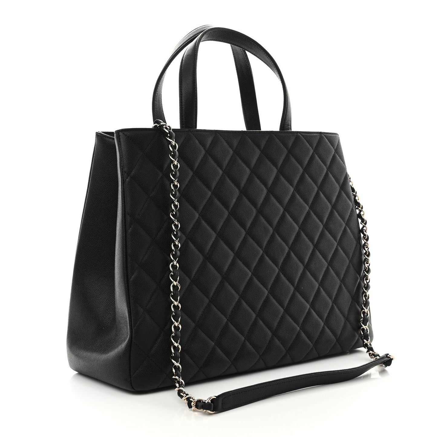 Caviar Quilted Large Business Affinity Shopping Bag Black
