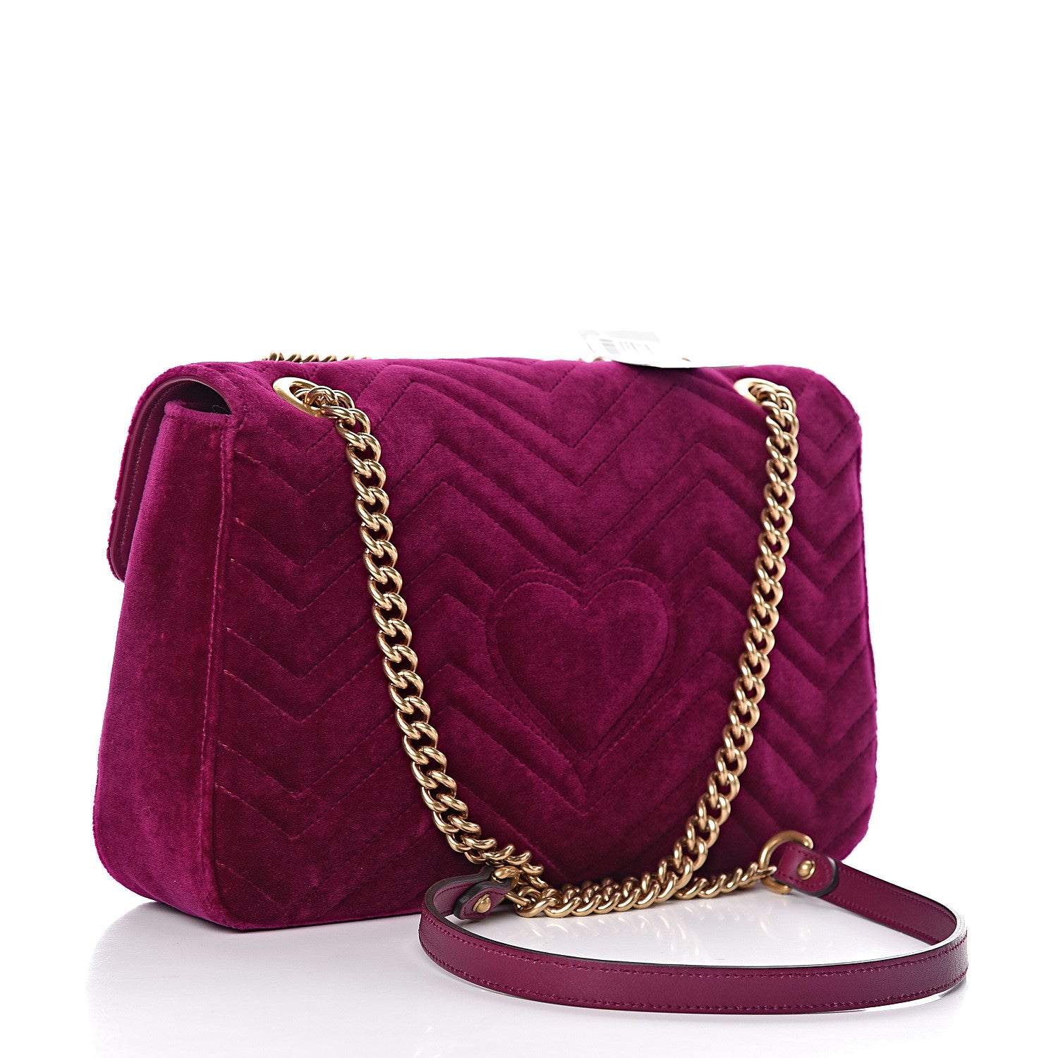 Gucci Velvet Matelasse Medium GG Marmont Shoulder Bag Fuchsia Violet Cyclamen 3 of 10