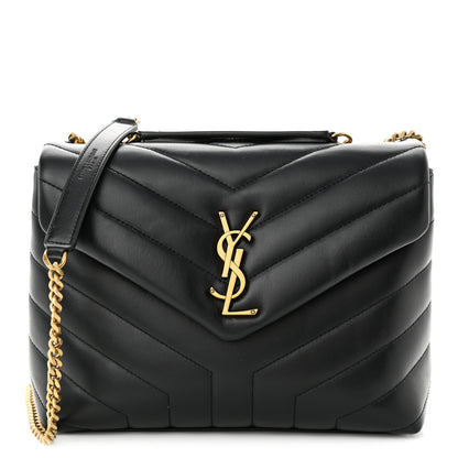 Saint Laurent Calfskin Y Quilted Monogram Small Loulou Chain Satchel Black 1 of 11