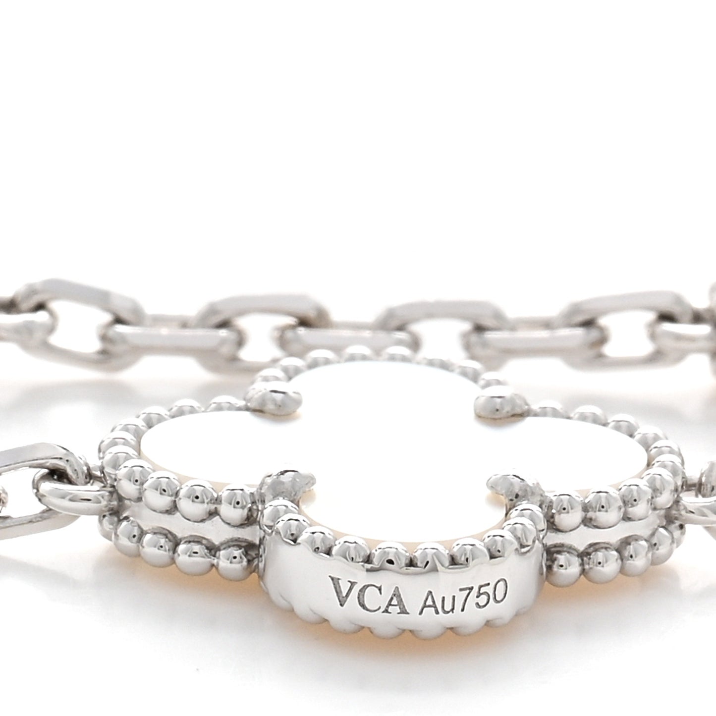 18K White Gold Mother of Pearl 5 Motifs Vintage Alhambra Bracelet