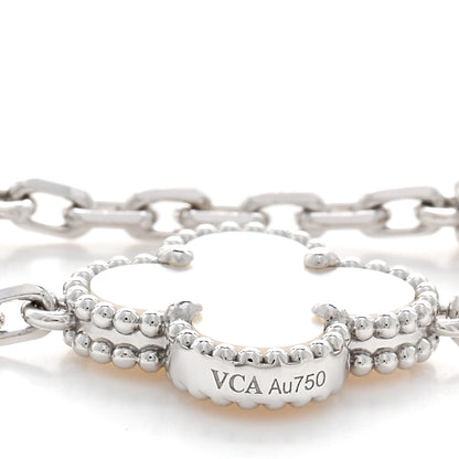 Van Cleef & Arpels 18K White Gold Mother of Pearl 5 Motifs Vintage Alhambra Bracelet 3 of 5