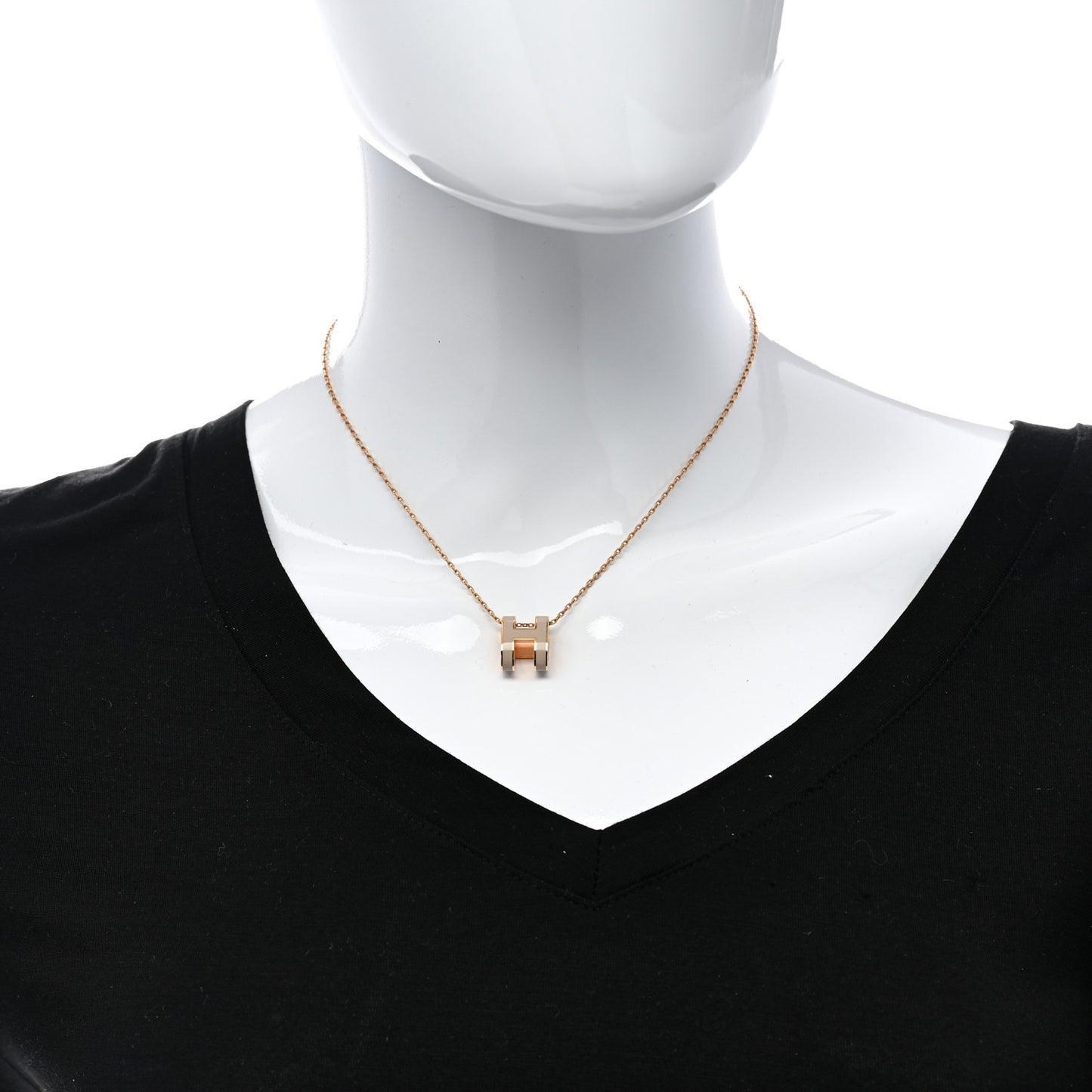 Lacquered Gold Pop H Pendant Necklace Marron Glace