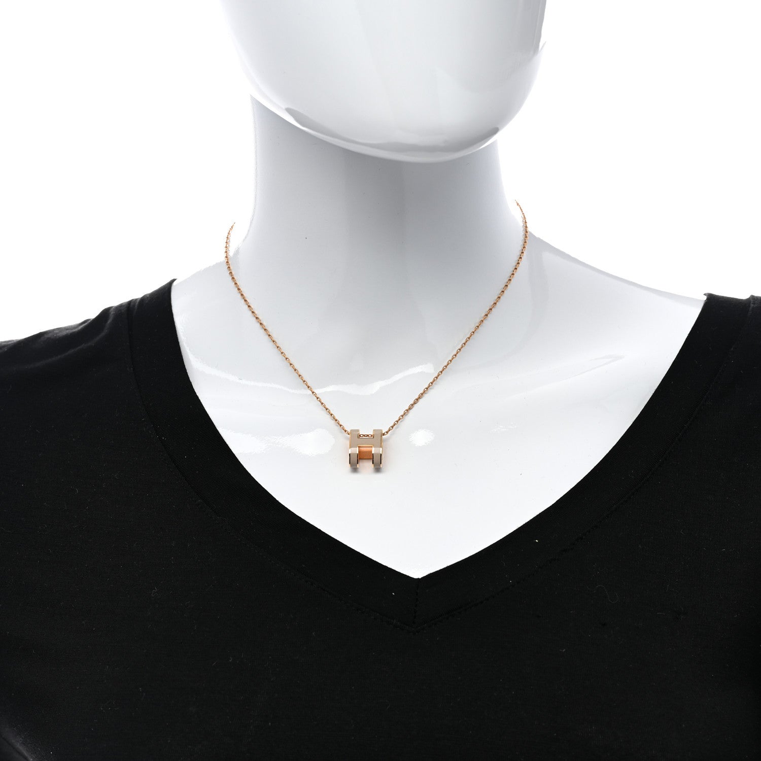 Hermes Lacquered Gold Pop H Pendant Necklace Marron Glace 2 of 5