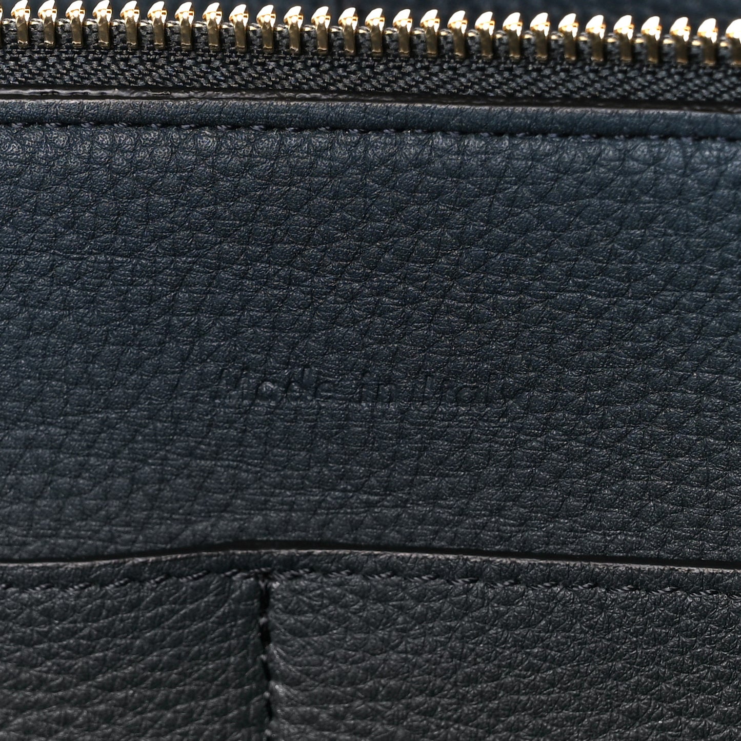 Baby Grained Calfskin Medium Tri-Fold Bag Dark Sea