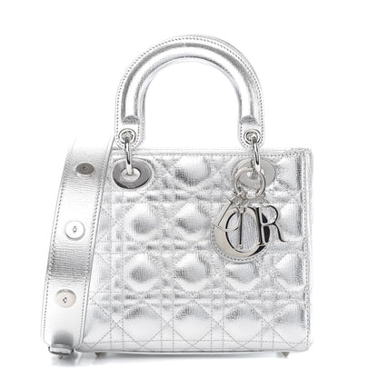 Christian Dior Metallic Grained Calfskin Cannage Small Lucky Badges My Lady Dior Silver 1 of 10