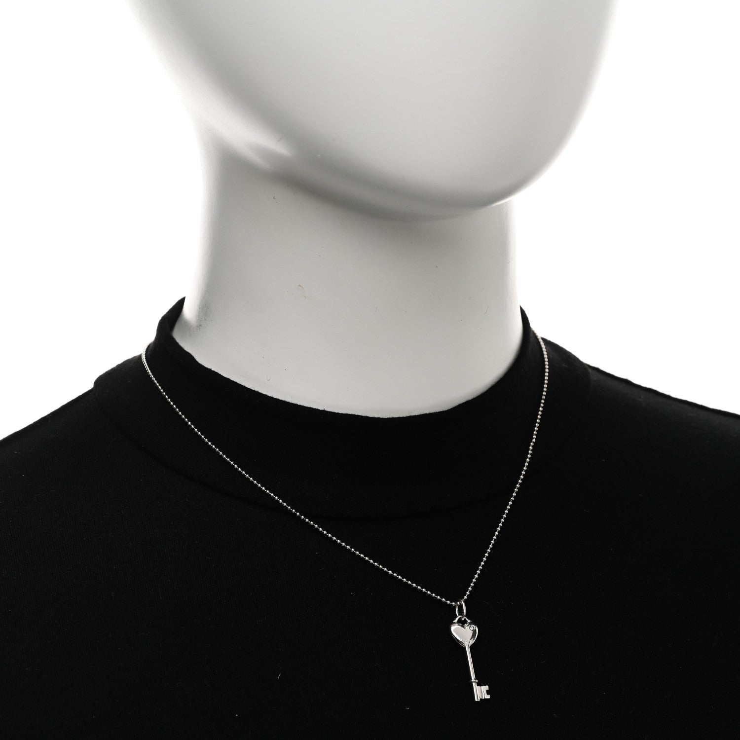 Tiffany Sterling Silver Diamond Heart Key Pendant Necklace 2 of 6