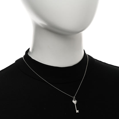 Tiffany Sterling Silver Diamond Heart Key Pendant Necklace 2 of 6