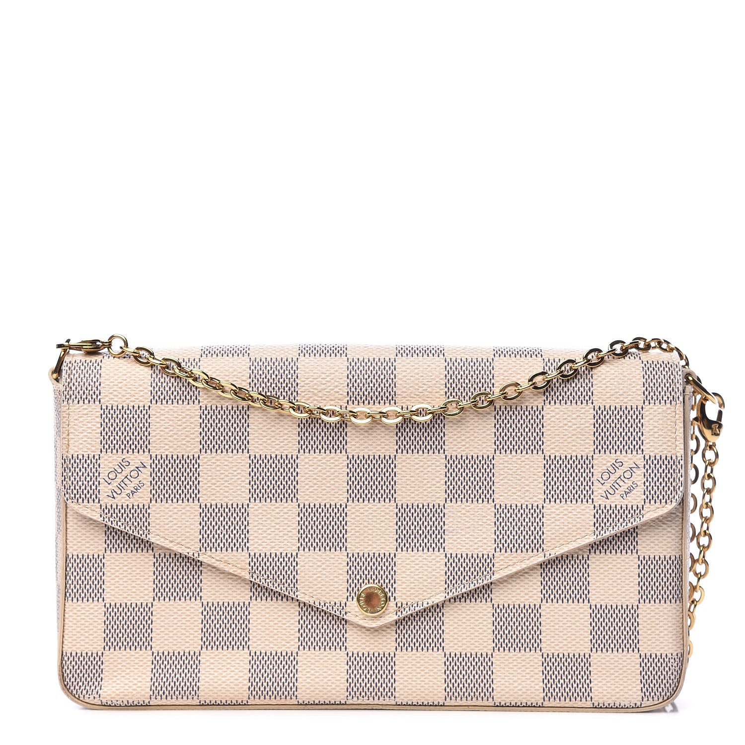 Louis Vuitton Damier Azur Pochette Felicie Chain Wallet Rose Ballerine 1 of 17