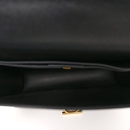 Salvatore Ferragamo Calfskin Suede Gancini Rounded Satchel Black Tan 5 of 11