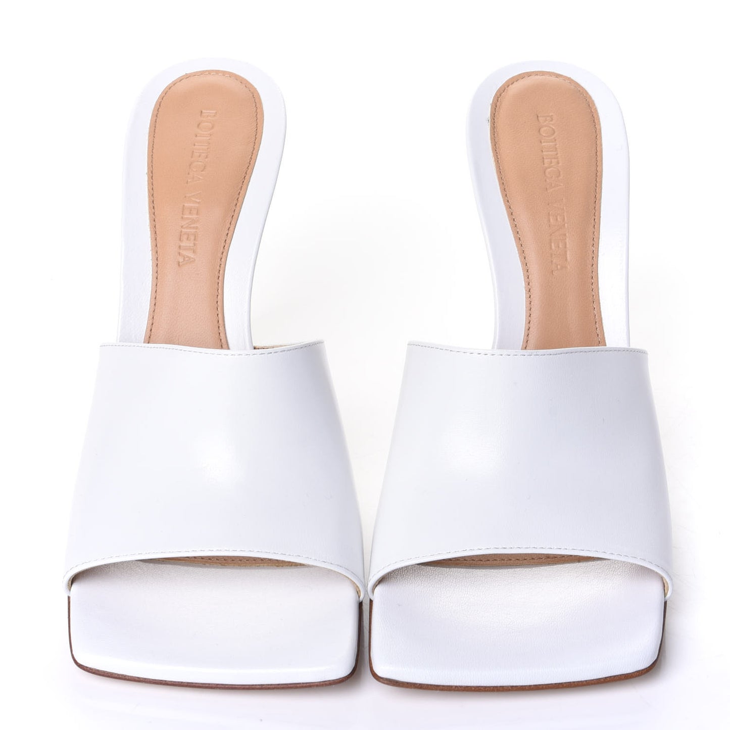 Lambskin Stretch Mule Sandals 35 Optic White