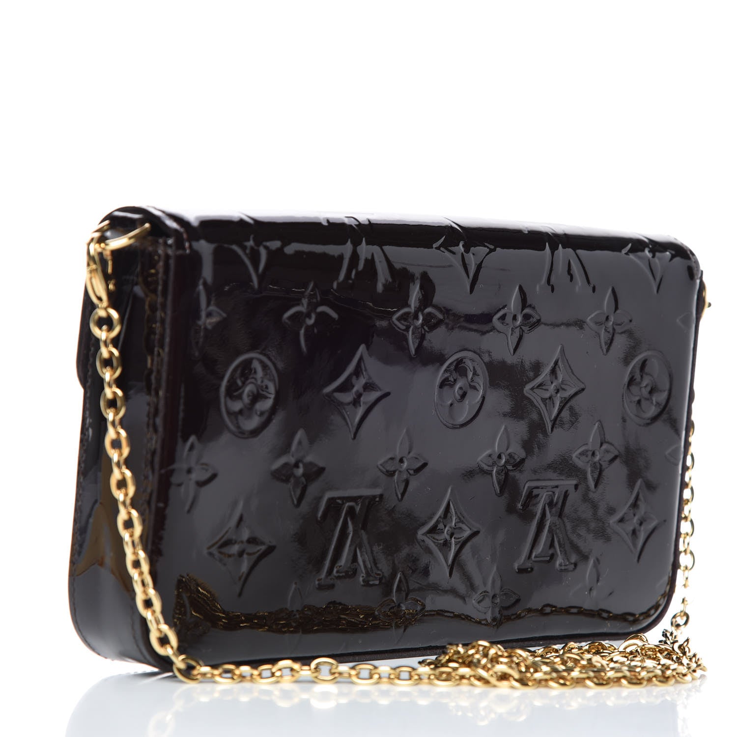 Louis Vuitton Vernis Pochette Felicie Chain Wallet Amarante 3 of 7
