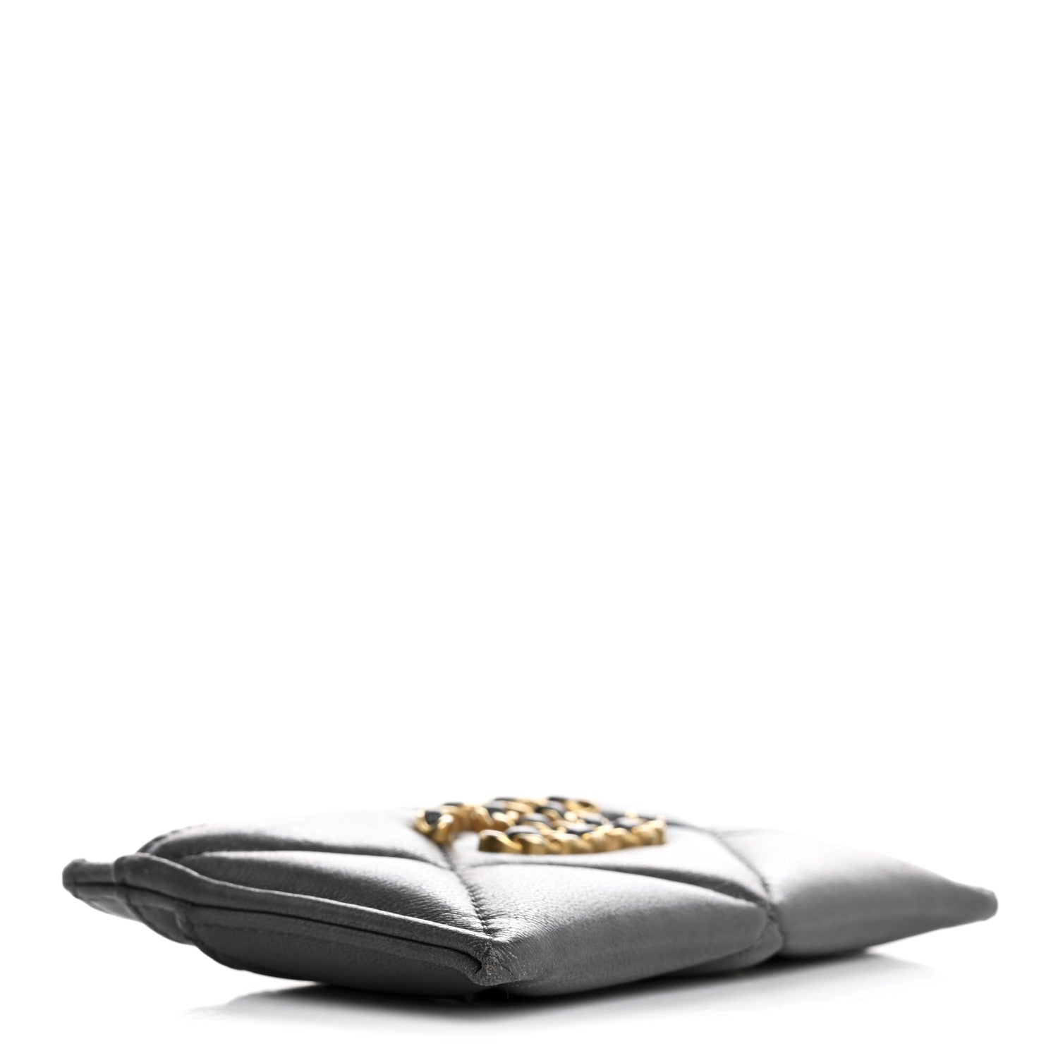 Chanel Lambskin Quilted Chanel 19 Card Holder Grey 4 of 16