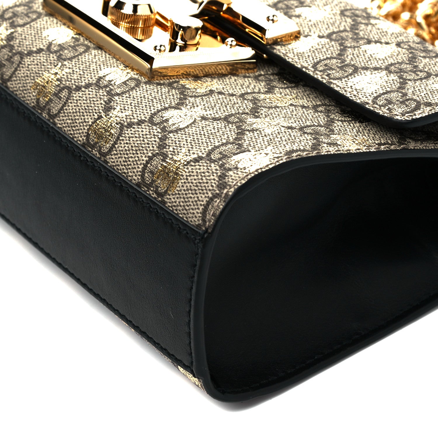 Gucci GG Supreme Monogram Bees Small Padlock Shoulder Bag Black 9 of 9